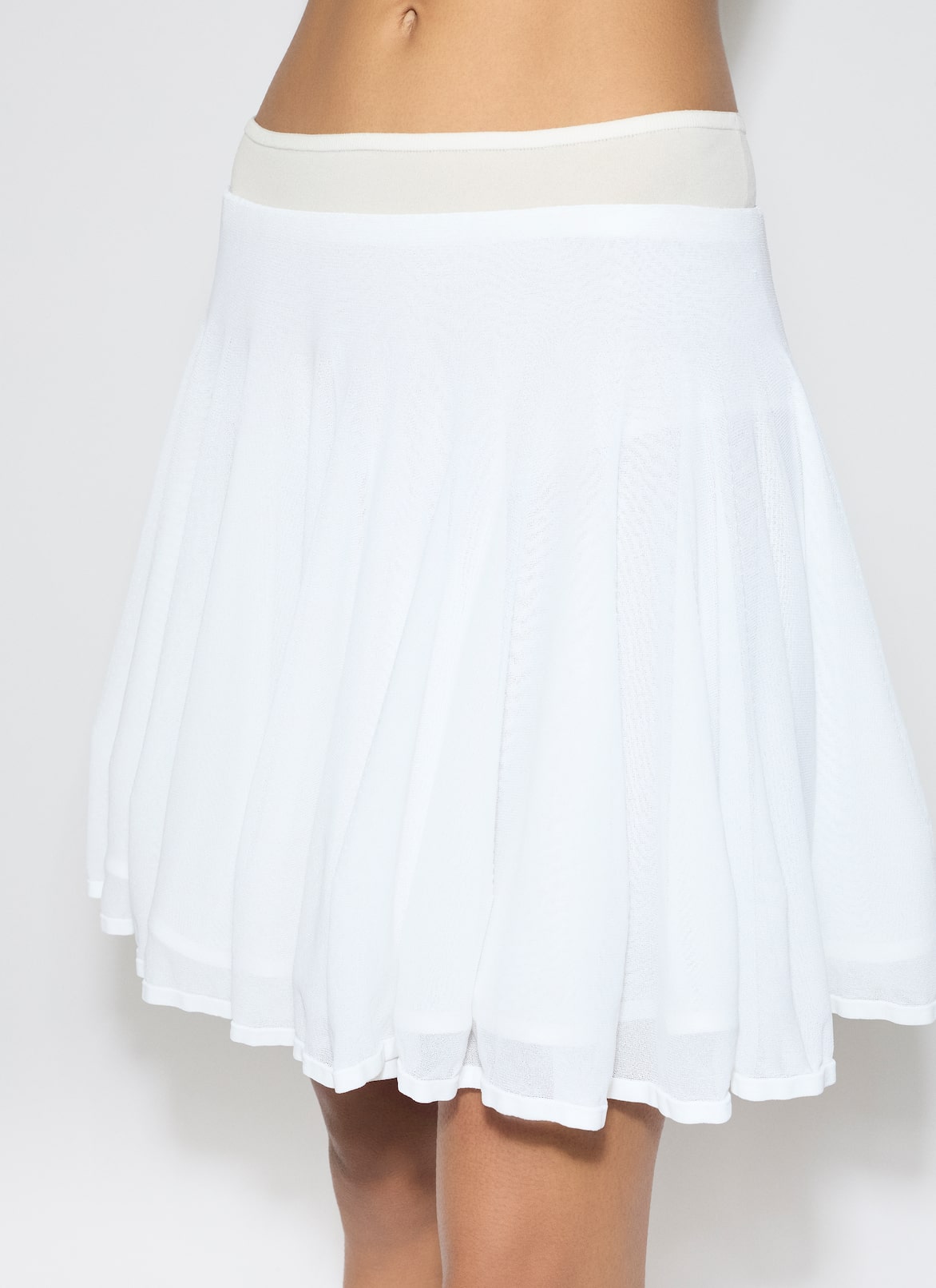 FINE KNIT SKATER SKIRT ALAÏA WHITE FINE KNIT SKATER SKIRT